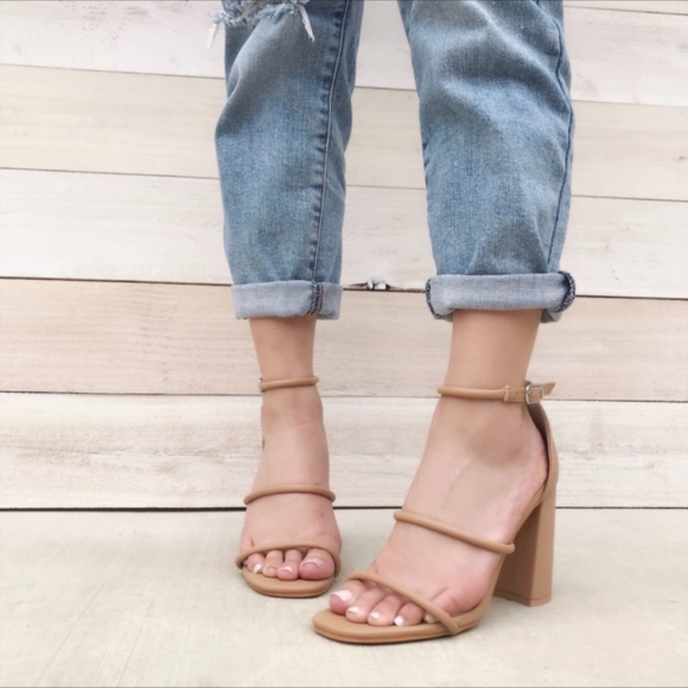 Nude 3 Strap Block Heel - Picture 2 of 2